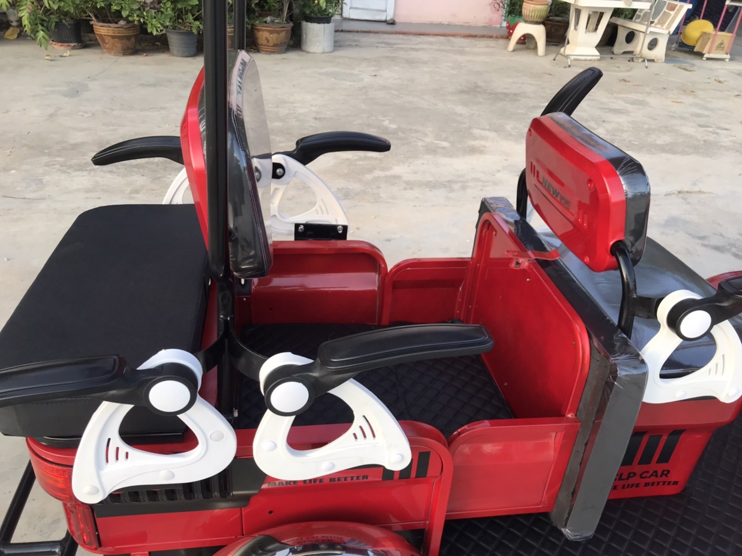 รถไฟฟ้า 4 ล้อ 4-5 ที่นั่ง รุ่น M-01T ยี่ห้อ CLP CAR สีแดง ขับแฮนด์บิด