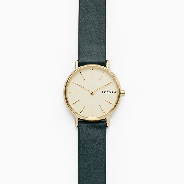 Skagen SKW2727 นาฬิกาผู้หญิง Skagen รุ่น SKW2727, Signatur Slim Green Leather Women's Watch