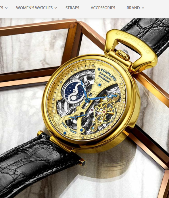 Stuhrling Original 3920.2 นาฬิกาผู้ชาย Emperor’s Grand DT Automatic Skeleton Men's Watch