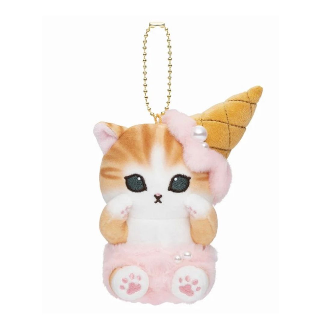 [PRE-ORDER] พวงกุญแจ ตุ๊กตา แมวโมฟุ ไอติม สตรอว์เบอร์รี่ mofusand Ice Nyan Mascot (Strawberry)