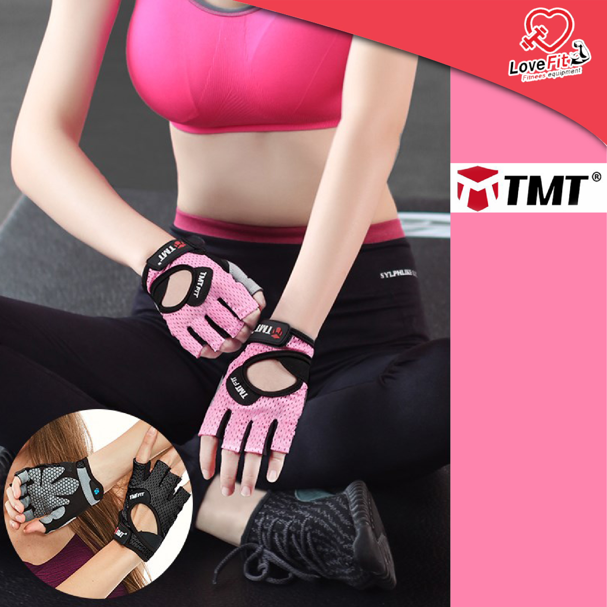 ถุงมือฟิตเนสผู้หญิงTMT รุ่นV6 ป้องกันการมือด้าน เจ็บมือ กันกระแทก