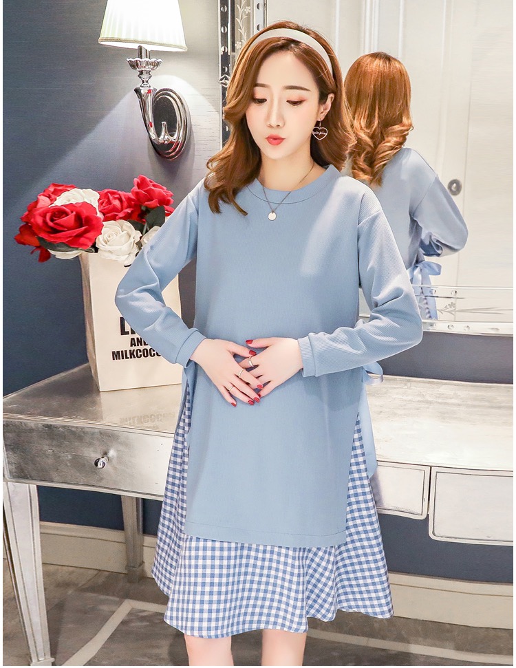 ชุดคลุมท้องแฟชั่นเทรนใหม่ แขนยาว มีโบว์ผูกด้านข้าง ใส่ได้ถึงคลอด สวยมากค่ะ M L XL XXL