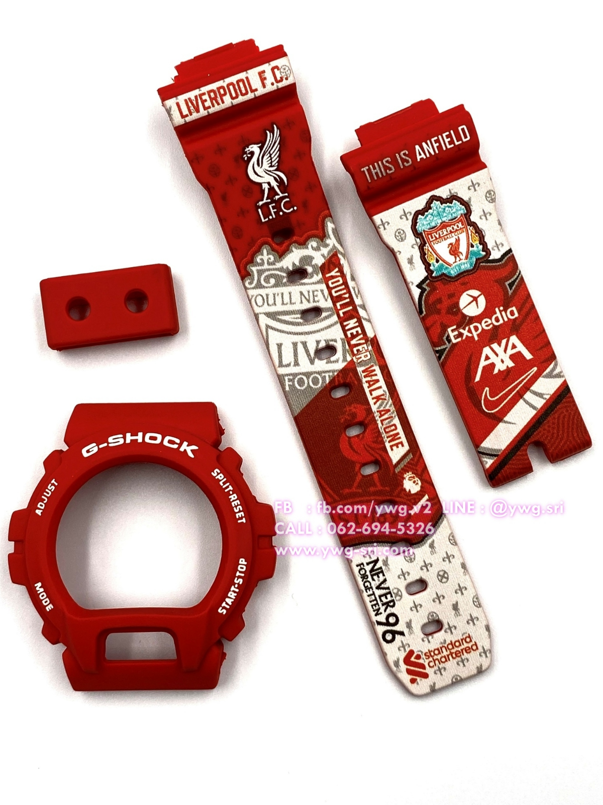 กรอบสาย G-SHOCK แท้✅ สีแดงด้าน สกรีนลาย Liverpool ใส่ได้กับรุ่น DW-6900