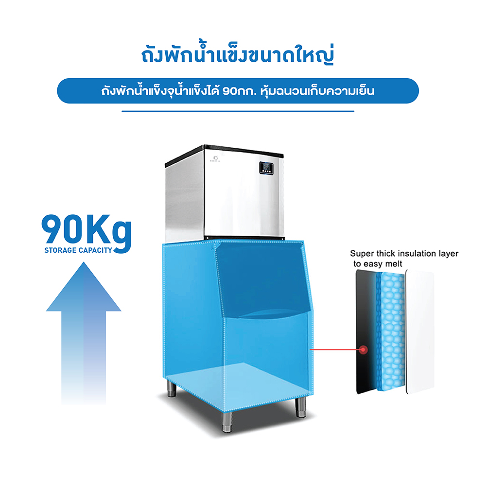 Rabbit ice เครื่องผลิตน้ำแข็งขนาดใหญ่ รุ่น HZB-300 สำหรับร้านกาแฟ ร้านอาหาร ร้านอาหารบุฟเฟ่ต์