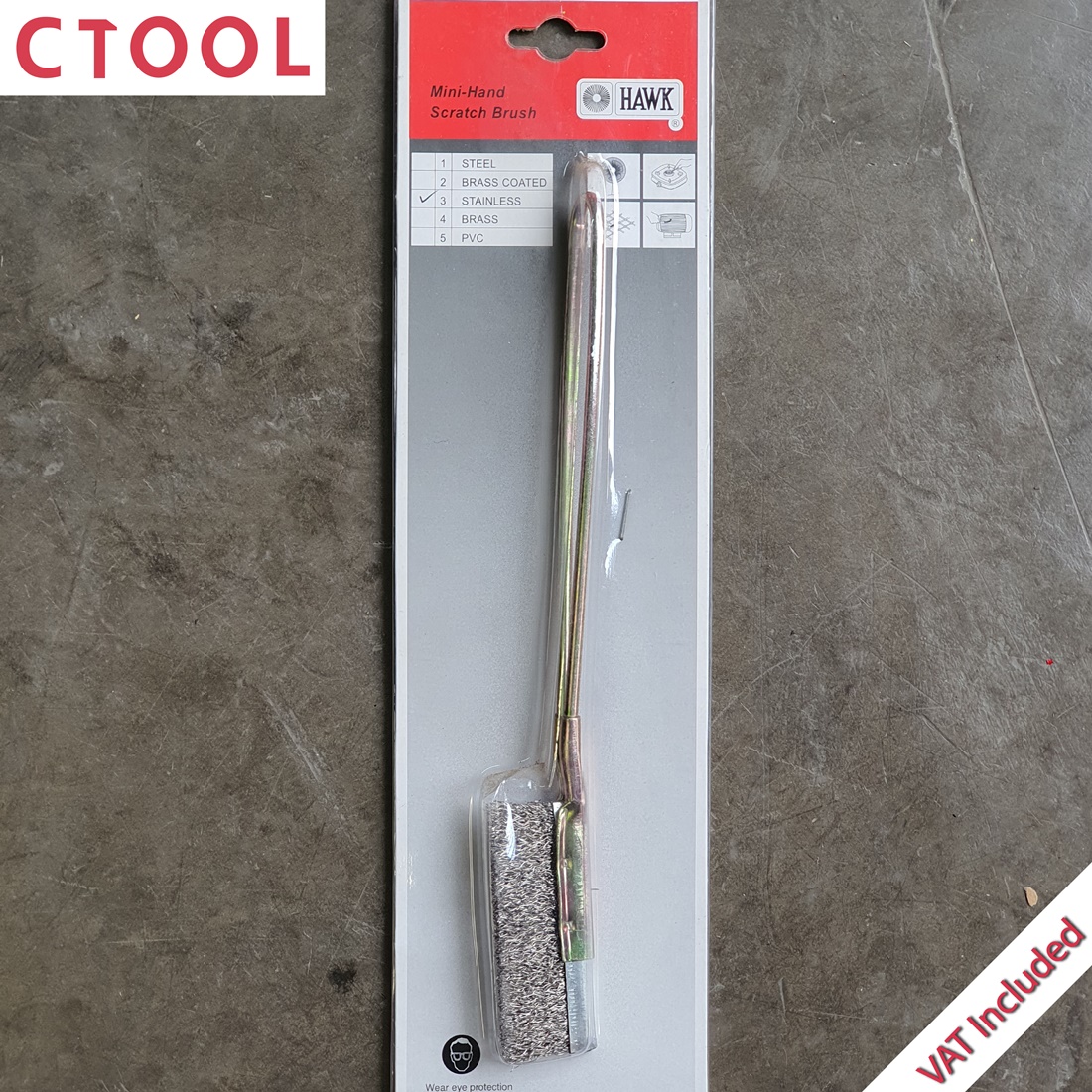 (สินค้าหมด)แปรงลวด สแตนเลสมินิปลายตรง Hawk ของแท้ - Authentic Mini Stainless Brush - ซีทูล Ctoolhardware