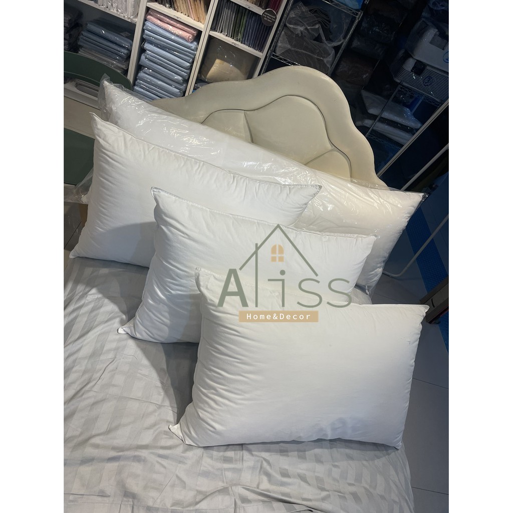 หมอนขนห่านเทียม โรงแรม 5 ดาว จากโรงงาน หมอนหนุนเส้นใยไมโครไฟเบอร์ รุ่นมาตรฐาน 1,000 กรัม ขนาด 19”x29” สีขาว