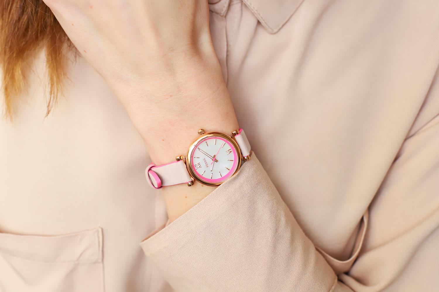 Fossil ES4833 นาฬิกาผู้หญิง Carlie Mini Three-Hand Nude Leather Women's Watch