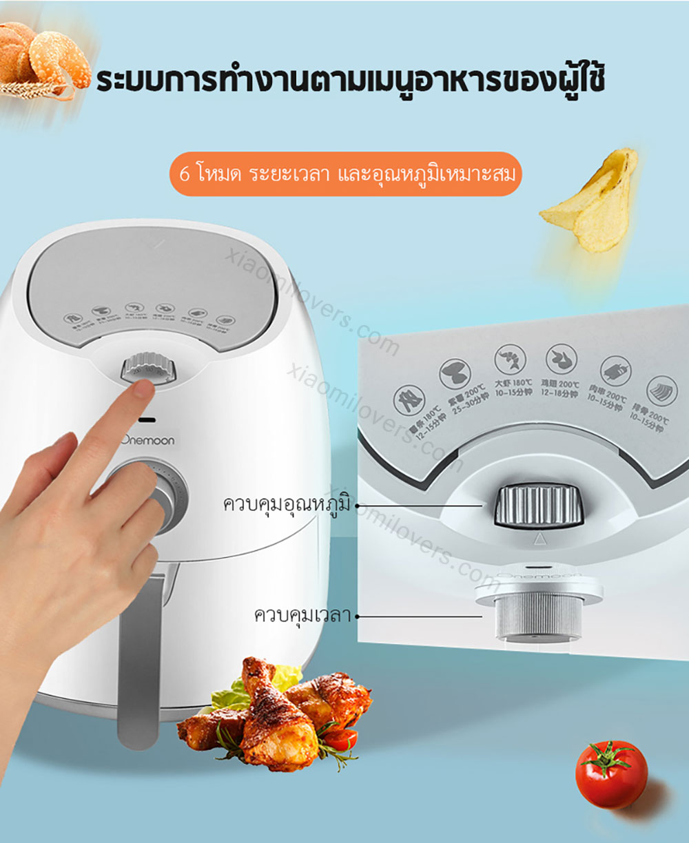 Xiaomi Onemoon Air Fryer 4.5L. - หม้อทอดไร้น้ำมัน ขนาด 4.5 ลิตร (แถมหัวแปลง)