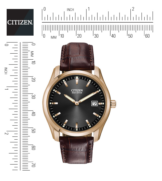 Citizen AU1043-00E นาฬิกาข้อมือผู้ชา Eco-Drive Rose Gold Leather Men's Watch
