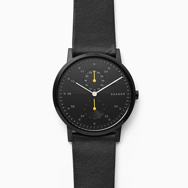 Skagen SKW6499 นาฬิกาผู้ชาย Kristoffer Black Leather Quartz Men's Watch