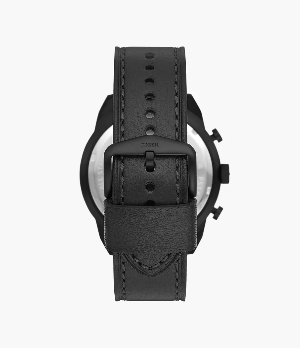 Fossil FS5874 นาฬิกาผู้ชาย Bronson Chronograph Black LiteHide™ Leather Quartz Men's Watch