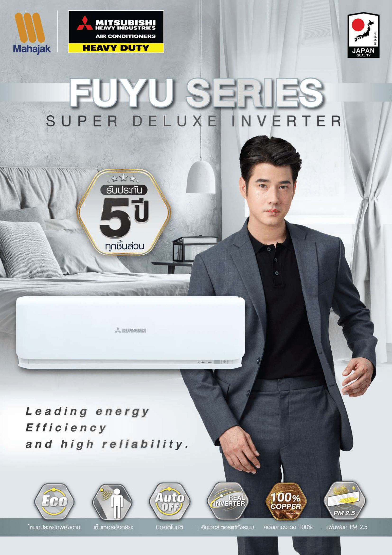 เครื่องปรับอากาศ MITSUBISHI HEAVY DUTY แบบติดผนัง ขนาด 17,105 BTU รุ่น SRK50ZSXS-W1 (INVERTER) (SUPER DELUXE)