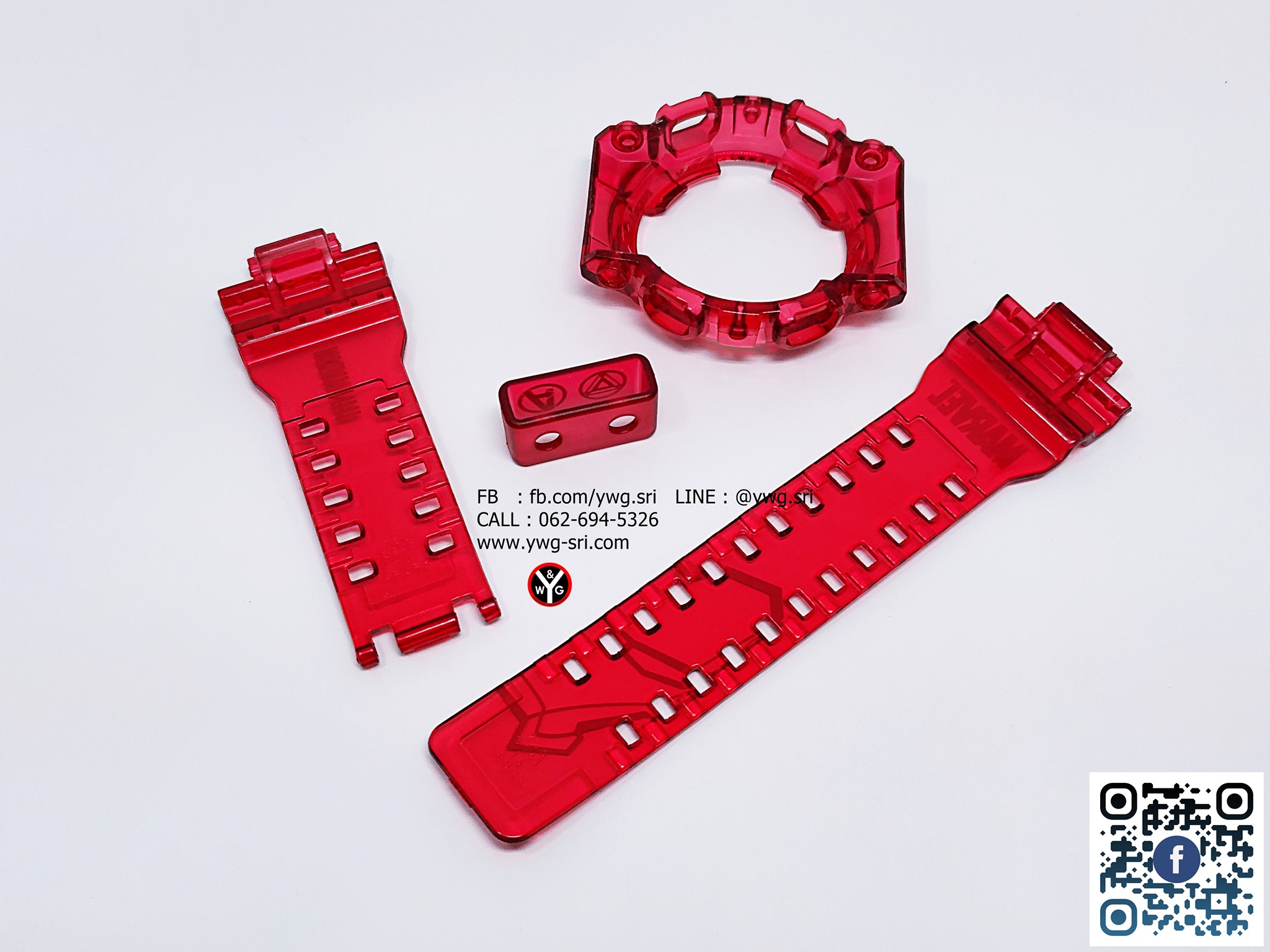 กรอบสาย G-SHOCK แบบใส สีแดงสด สกรีนลาย Marvel Iron Man ใส่ได้รับรุ่น GA-100 ,GA-110 ,GA-120 ,GD-100 ,GD-120