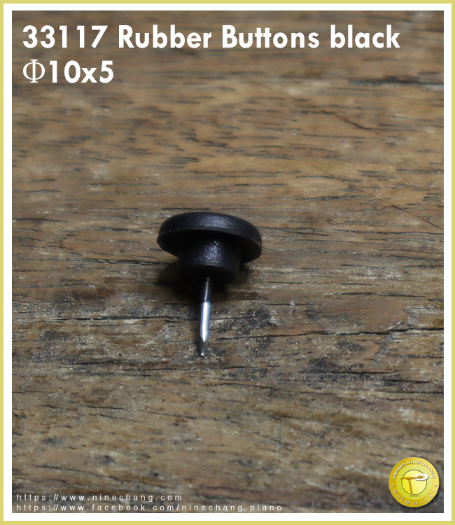 33117 Rubber Buttons black Φ10x5