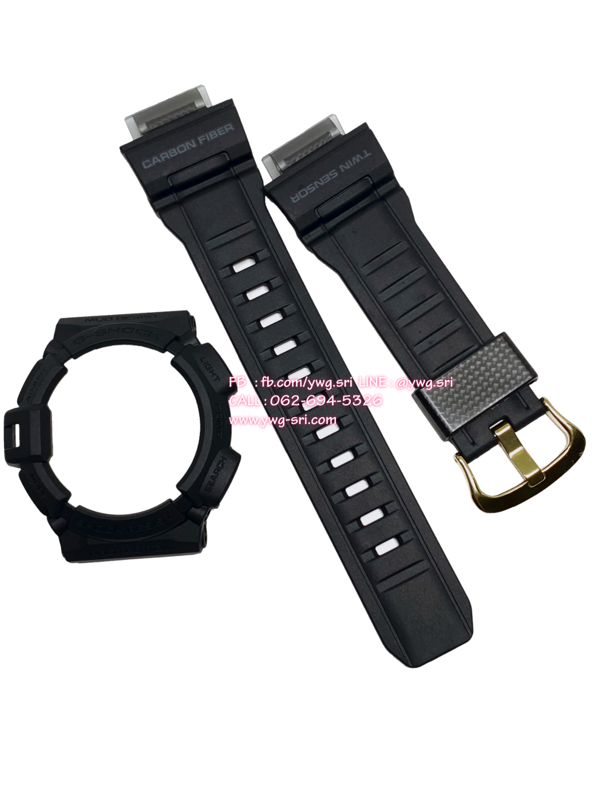 กรอบสาย G-SHOCK แท้✅ สีดำด้านไม่ลงฟอนต์ สายคาร์บอน ใส่ได้กับรุ่น G-9300 ตะขอทอง