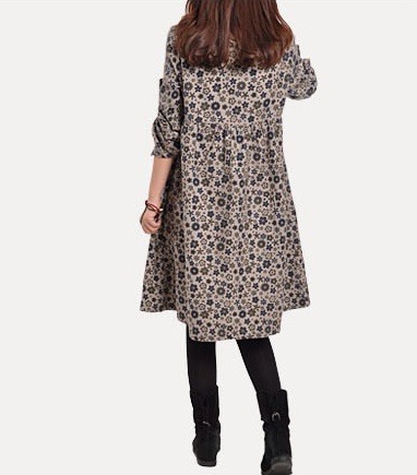 ชุดคลุมท้อง แขนยาวลายดอกไม้ฟ้า รัดแขนสั้นได้ S,M,L,XL,2XL