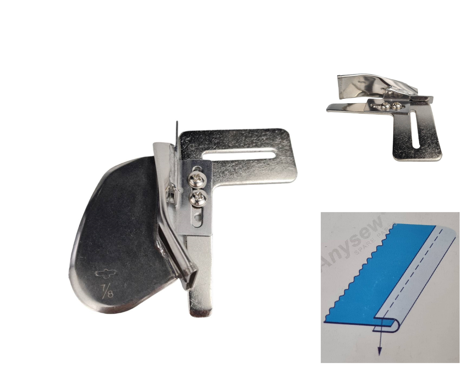 ซองกุ้น ซองกุ๊น Sewing binder สำหรับจักรอุตสาหกรรมเข็มเดี่ยวและจักรตีนกะกุย (DY)สำหรับการกุ๊นขอบผ้าแบบพับครึ่ง ไม่เปลี่ยนฟันจักรติดตั้งง่าย