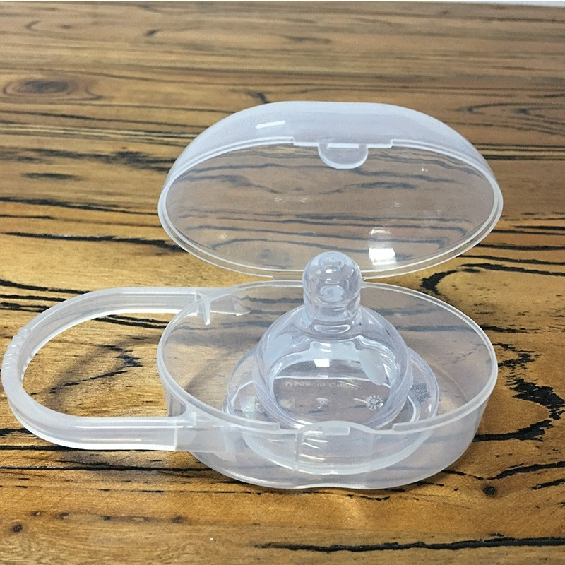 กล่องรูปไข่ ใส่นมหลอก PP กล่องเก็บจุกนม แบบพกพา มีหูแขวน