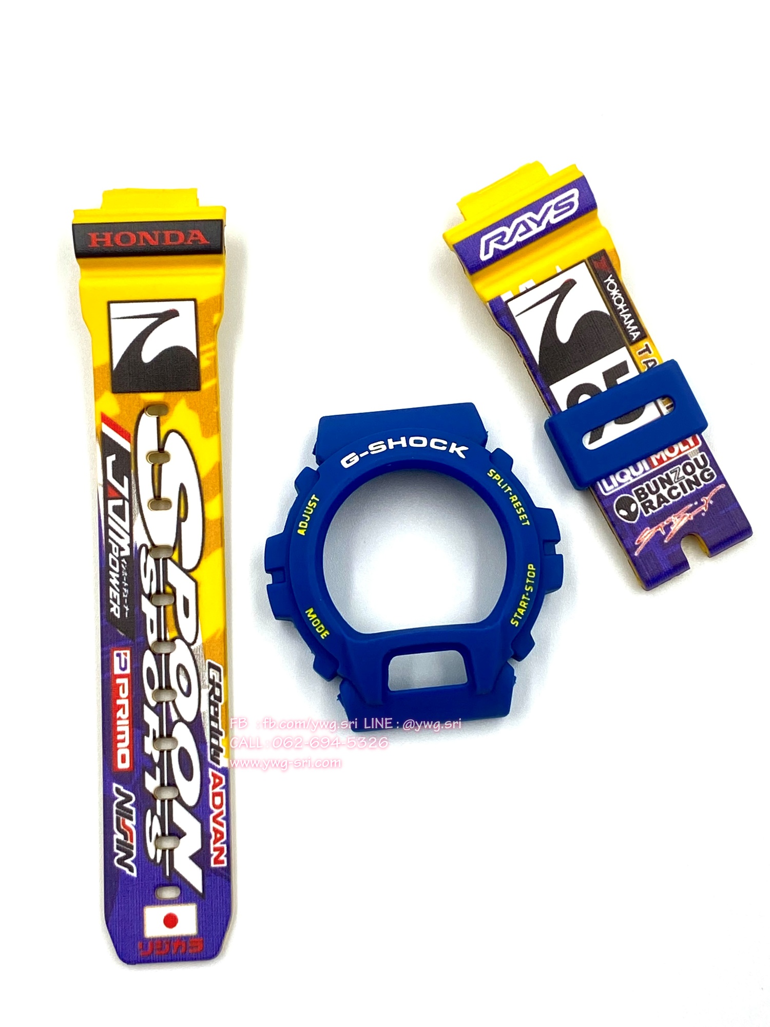 กรอบสาย G-SHOCK แท้✅ กรอบน้ำเงินฟอนต์ขาวสลับเหลืองสายเหลืองด้าน สกรีนลาย SPOON 95 ใส่ได้กับรุ่น DW-6900