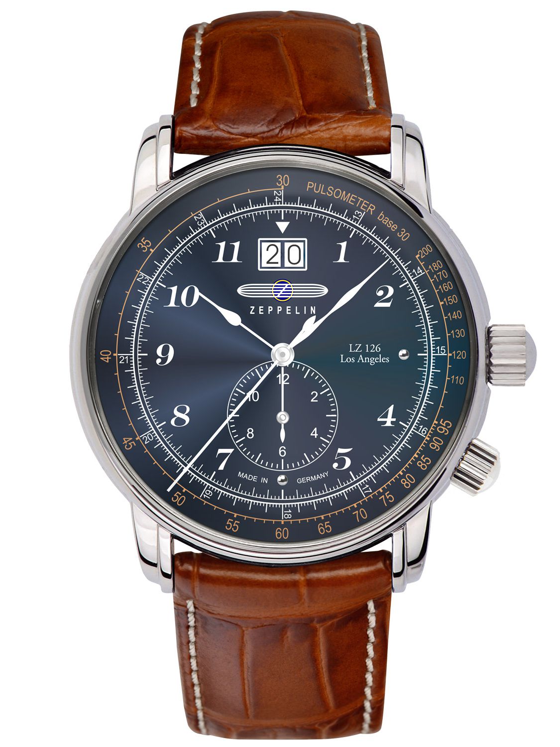 Zeppelin 8644-3 นาฬิกาผู้ชาย LZ126 Los Angeles Pulsometer Quartz Men's Watch Made In Germany