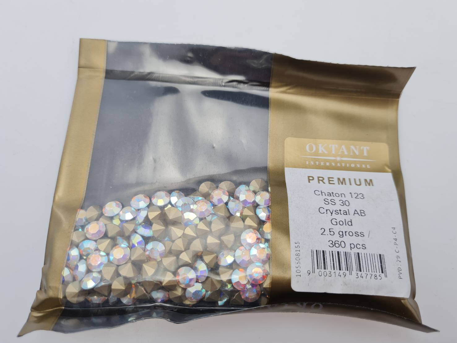 เพชรคริสตัลก้นแหลมขนาด 6.5มิลลิเมตรAB (SS30) Oktant (SWAROVSKI)แท้เกรดนำเข้า