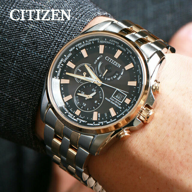 Citizen AT9038-53E นาฬิกาชาย Eco-Drive Global Radio Controlled AT World Time Japan Men's Watch