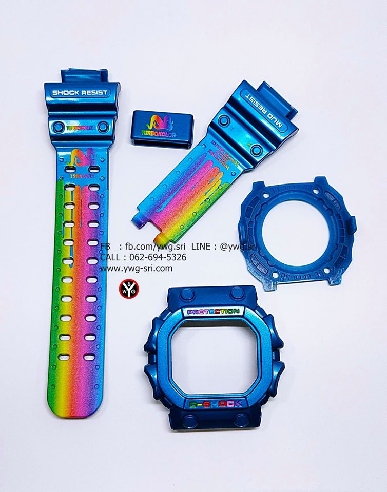 กรอบสาย G-SHOCK แท้ ไทเท สกรีนลาย Turbokolor ใส่ได้รับรุ่น GX-56