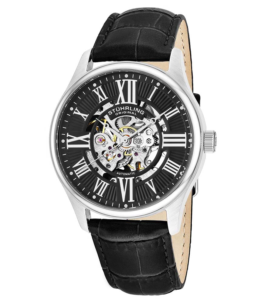Stuhrling Original 747.02 นาฬิกาผู้ชาย Stuhrling Original รุ่น 747.02, Atrium Automatic Skeleton Leather Strap Men's Watch