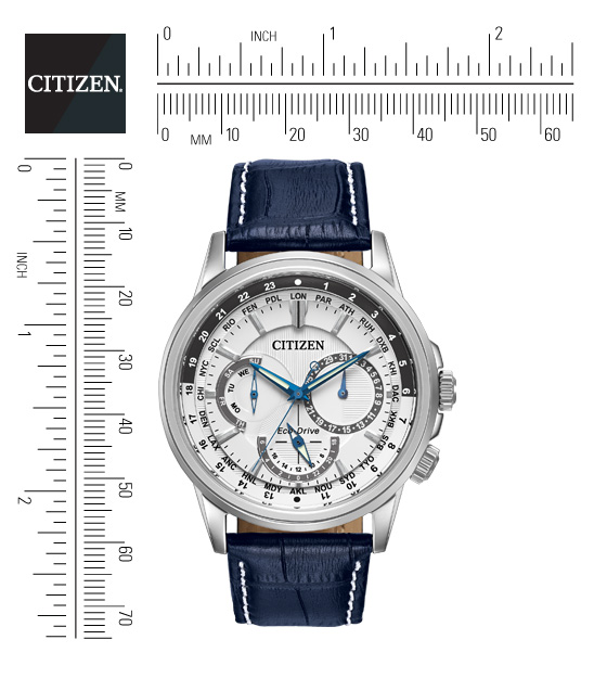 Citizen BU2020-02A นาฬิกาข้อมือผู้ชาย Eco-Drive Calendrier Chronograph World Time Men's Watch