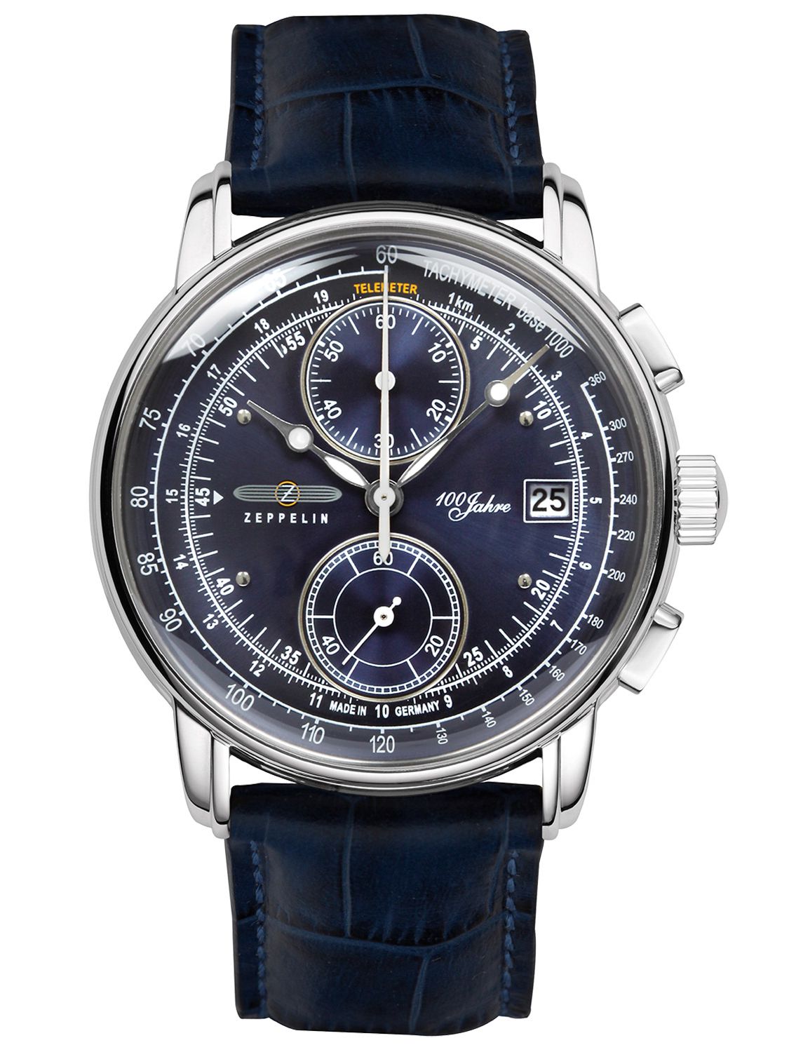 Zeppelin 8670-3 นาฬิกาผู้ชาย 100 Years Chronograph Blue Dial Quartz Men's Watch Made In Germany
