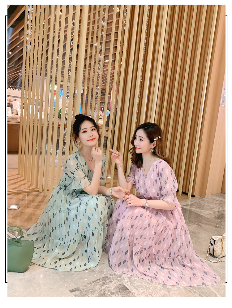 ชุดคลุมท้องเปิดให้นม ผ้าชีฟอง มีซับใน เปิดให้นมแนวนอน มีเชือกด้านหน้าปรับขนาดครรภ์ M L XL XXL