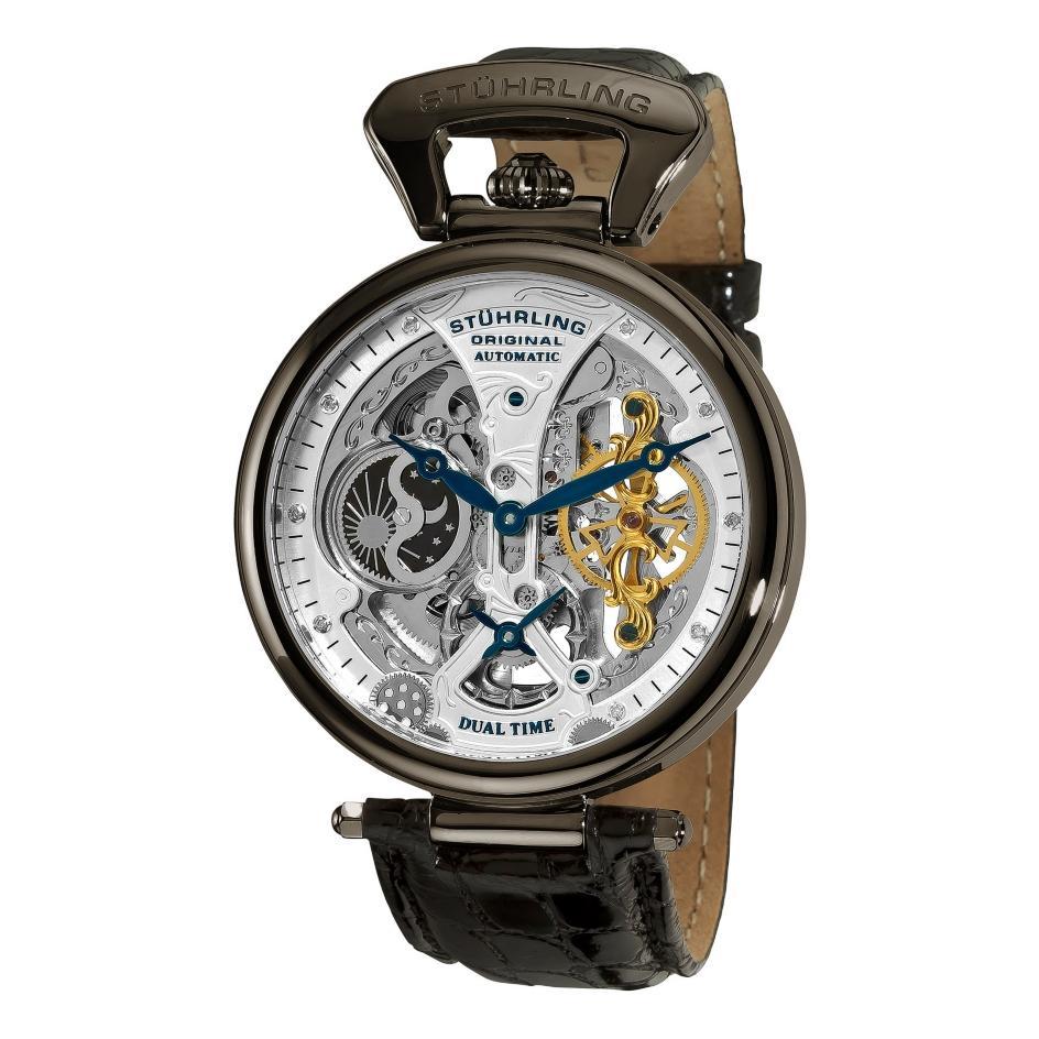 Stuhrling Original 127A2.33F52 นาฬิกาผู้ชาย Emperor’s Grand DT Automatic Skeleton Men's Watch
