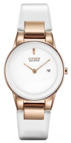 Citizen GA1053-01A นาฬิกาข้อมือผู้หญิง Eco-Drive Axiom White Leather Women's Watch