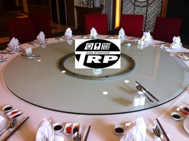 กระจกหมุนโต๊ะจีน เลซีซูซัน Lazy Susan Turntable 懒惰的苏珊 旋转玻璃餐桌 中式旋转玻璃桌套装 กระจกกลมใสขนาด 60 cm.หนา 10 mm. (สำหรับโต๊ะกลม 120 ซม.) Trp.Tablewarethai / ทีอาร์พี.เทเบิ้ลแวร์ไทย