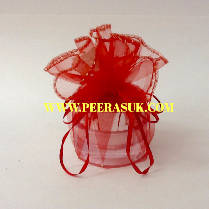 ถุงผ้าแก้วกลม (สีแดง) 35 ซม. แพคละ 10 ใบ