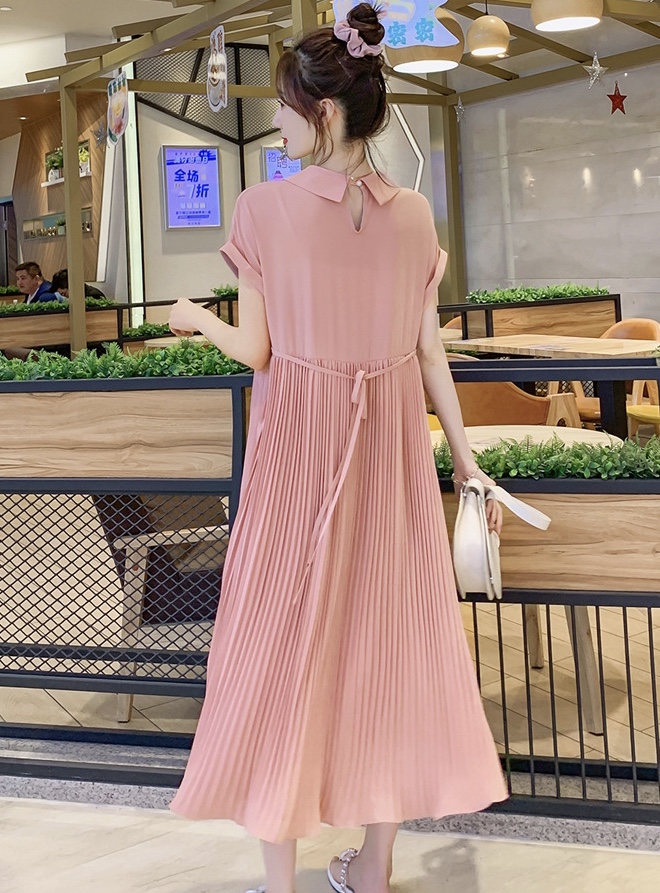 เดรสคลุมท้องแฟชั่น ผ้าชีฟองช่วงพรีทมีซับในอย่างดี ช่วงคอทำปกสวยค่ะ ผ้านิ่มมีน้ำหนัก ใส่ได้ถึงคลอด M L XL XXL