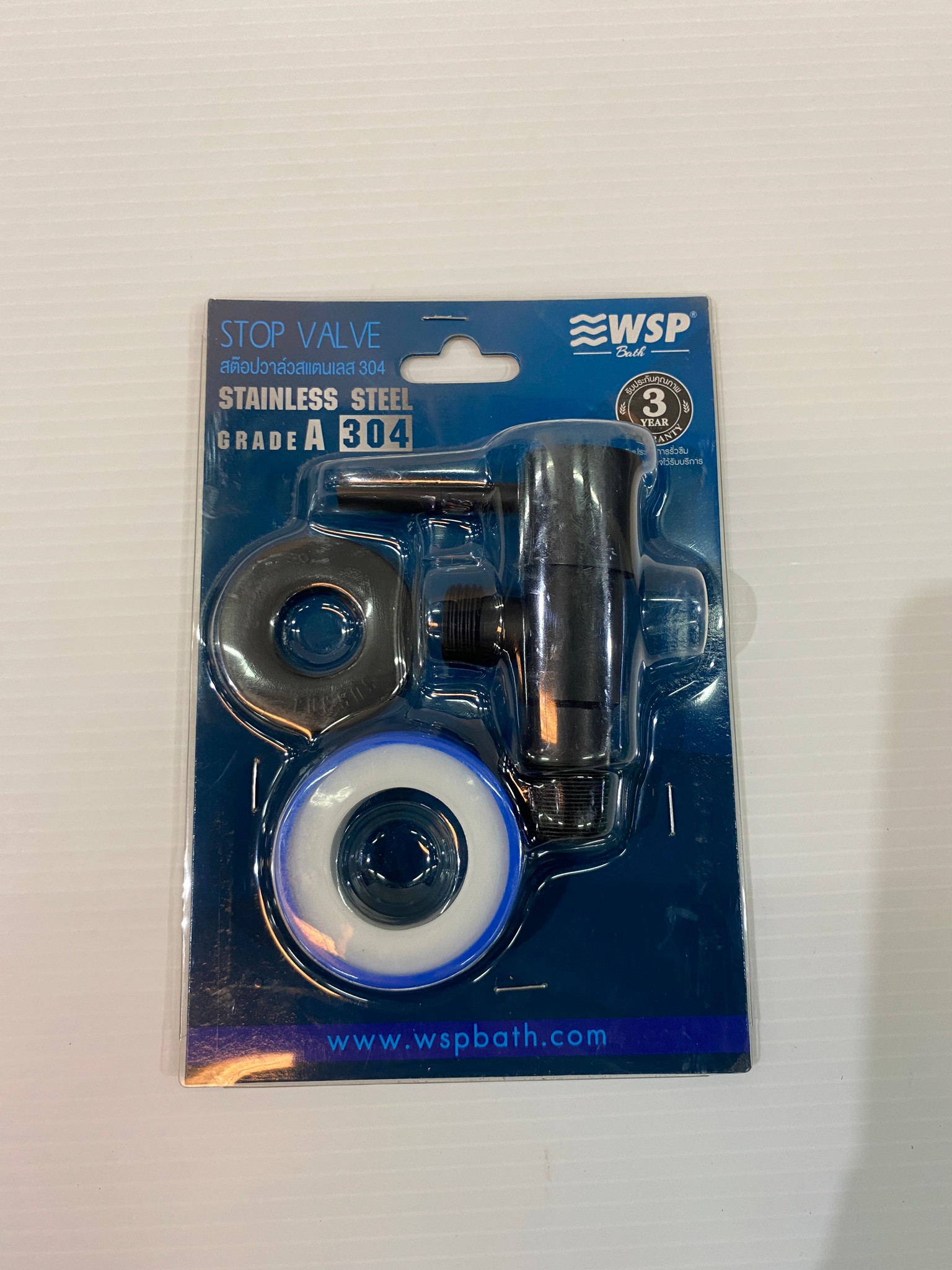 สต๊อปวาล์ว ทางเดียว สแตนเลส304 รุ่น FVS-810BK สีดำ WSP ของแท้ 100%
