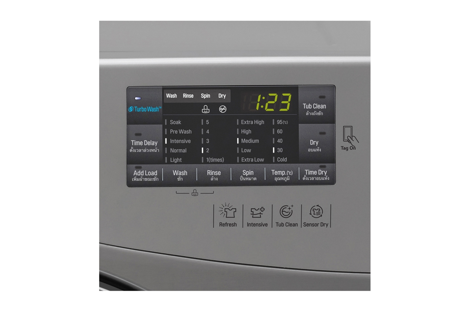 เครื่องซักผ้า อบผ้า LG ซัก 15 กก. / อบ 8 กก.Inverter รุ่น F2515RTGV