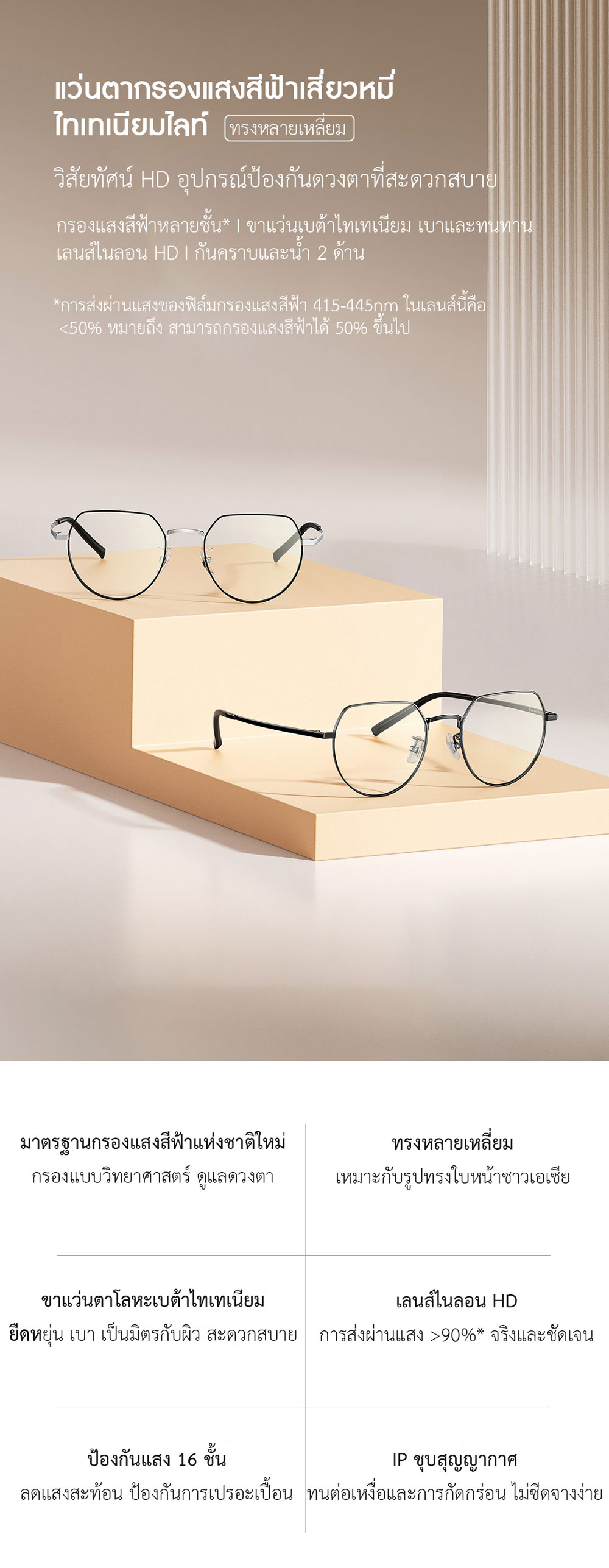 Xiaomi Anti-Blue Light Metal Glasses - แว่นตากรองแสงสีฟ้าเสี่ยวหมี่