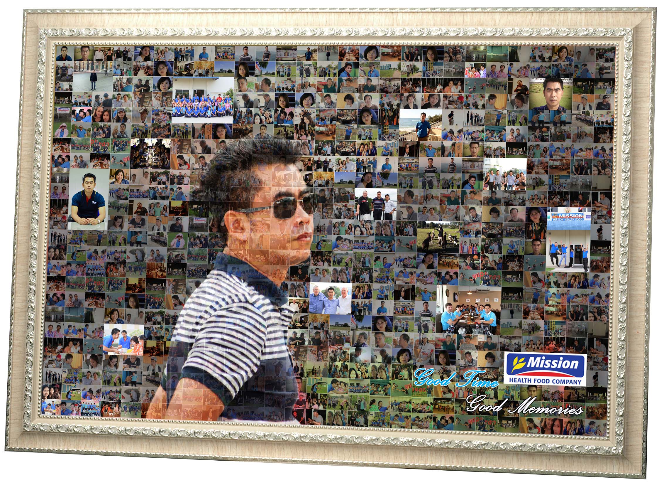 ของขวัญวันเกษียณ Mosaic Photo ขนาด 20x30 นิ้ว + กรอบไม้เส้นสีครีมD เคลือบร้อน