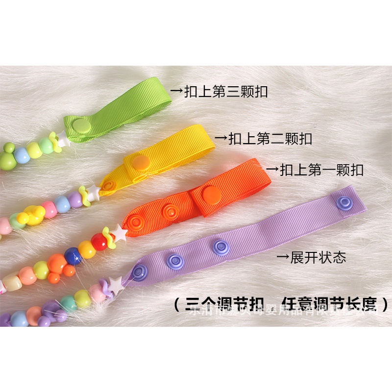 สายคล้องยางกัด ลายลูกปัดเบบี้ ลายเลิฟ สายคล้องกันหล่น