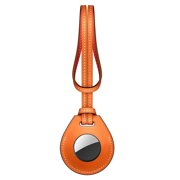 พวงกุญแจ AirTag ดีไซน์แบบหนัง Hermes ที่ห้อยกระเป๋า AirTag ป้องกันการตกหล่นสำหรับ Apple AirTag