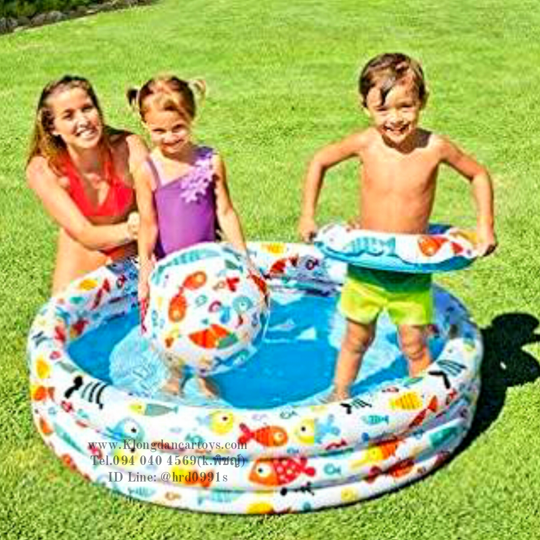สระน้ำลายปลา intex แถมฟรี ห่วงยางและลูกบอล ขนาด 1.32×28 cm.