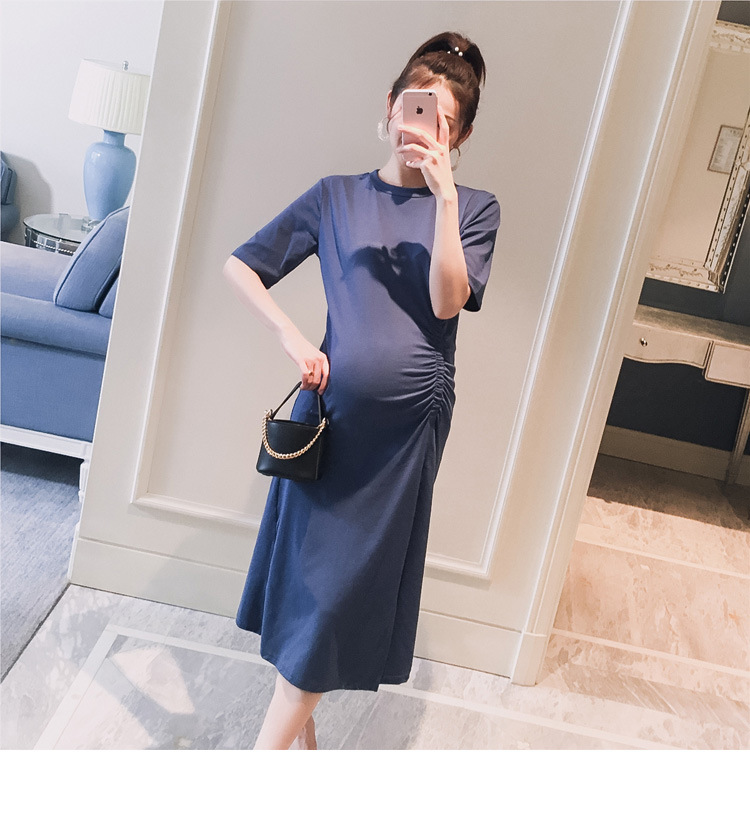 เดรสคลุมท้องแฟชั่นสไตล์ เข้ารูป สวย ผ้านิ่ม แขนสั้น ใส่สบาย M L XL XXL