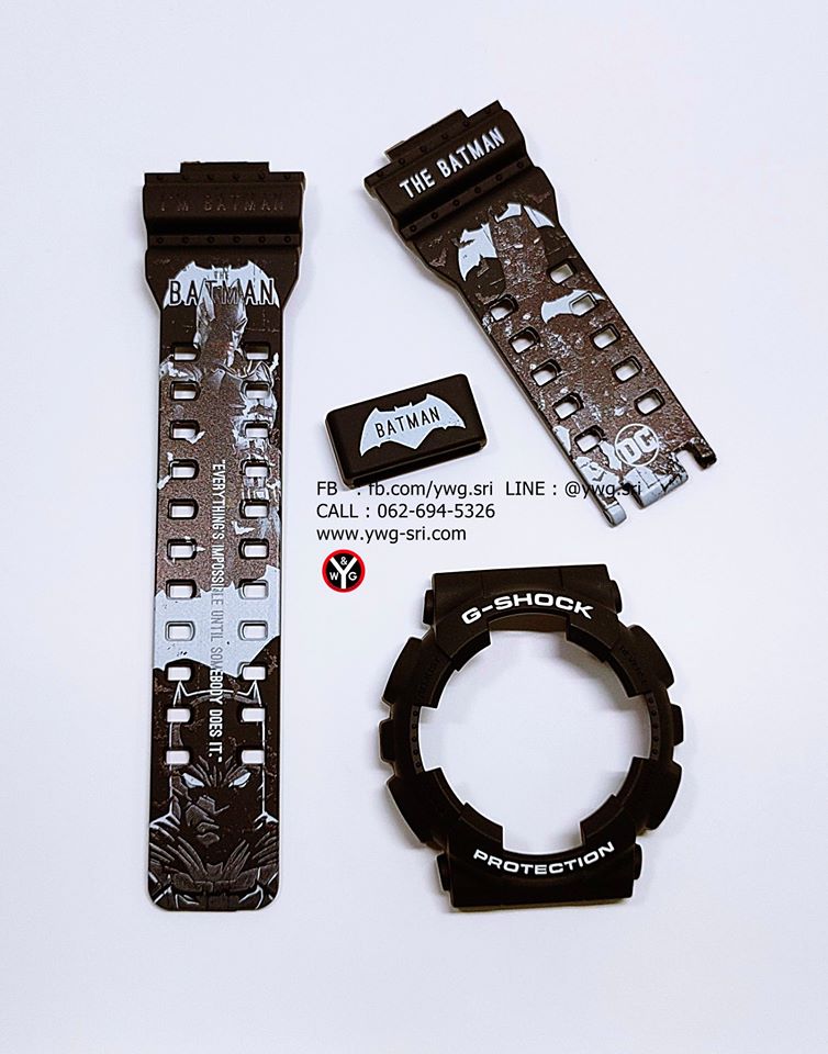 กรอบสาย G-SHOCK แท้ สีดำด้านฟอนต์ขาว สกรีนลาย Batman อัศวินรัตติกาล ใส่ได้รับรุ่น GA-100 ,GA-110 ,GA-120 ,GD-100 ,GD-120