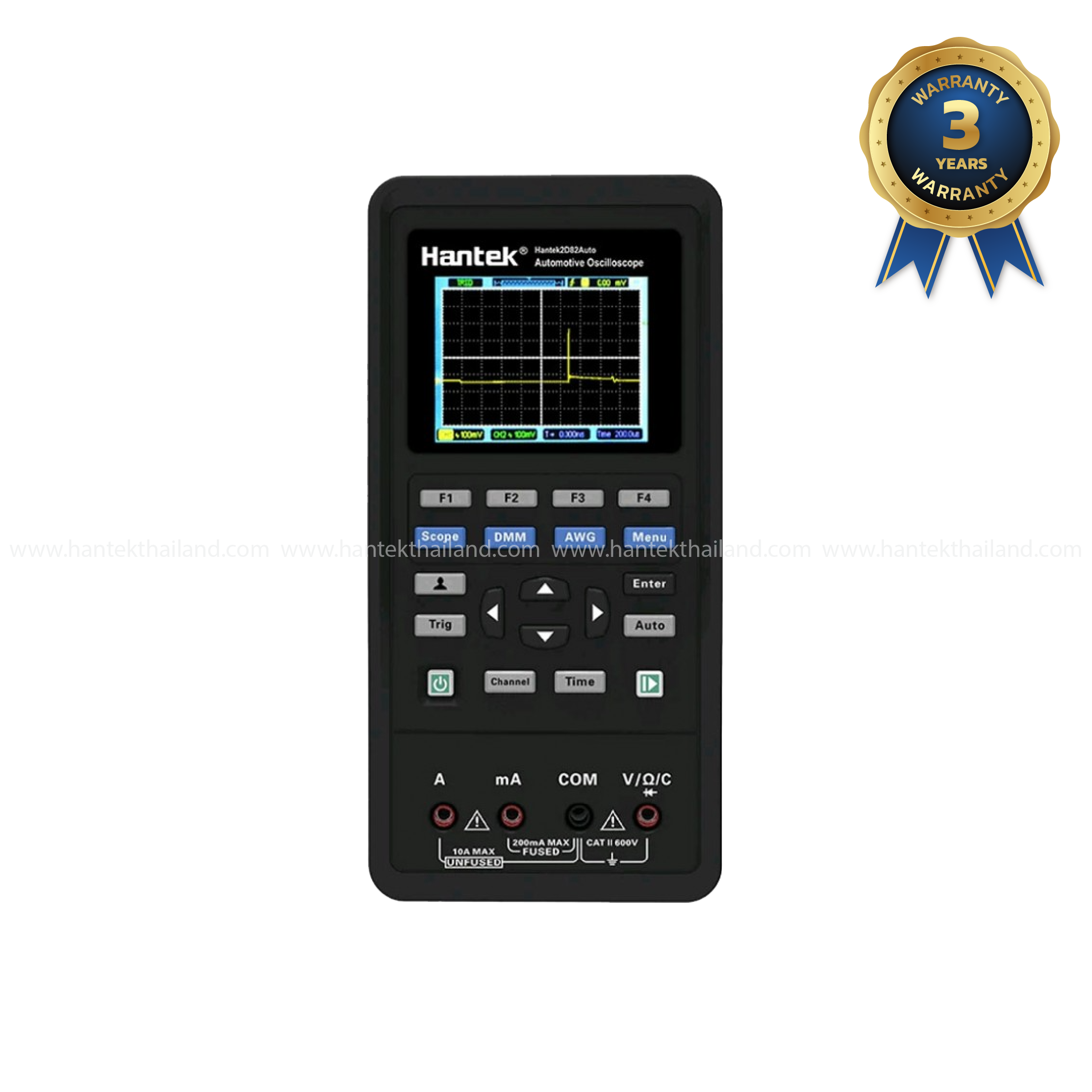Hantek 2D82AUTO III ออสซิลโลสโคปขนาดเล็กแบบพกพาขนาด 80 MHz 2 ช่องและชุดหัววัดสำหรับยานยนต์