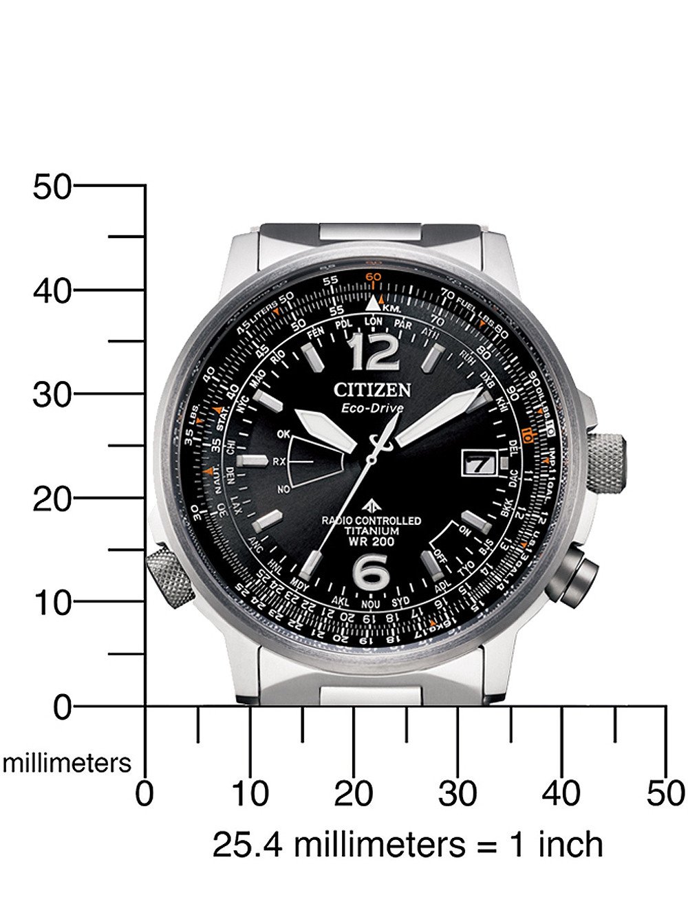 Citizen CB0230-81E นาฬิกาผู้ชาย Eco-Drive Promaster Sky Radio Controlled Pilot Titanium Men's Watch