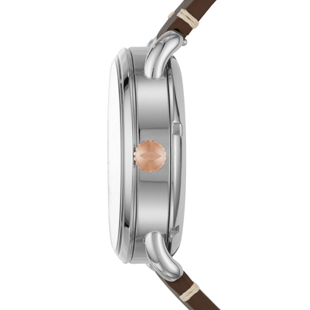 Fossil ME1165 นาฬิกาผู้ชาย Fossil รุ่น ME1165, The Commuter Twist Brown Leather Strap Men's Watch