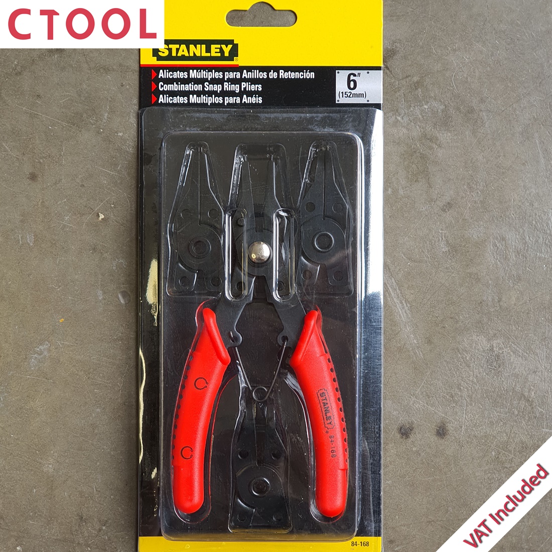 คีมหนีบ ถ่างแหวนแบบผสม 84-168 หนีบตรง/45/90/ถ่างตรง Stanley ของแท้ - Authentic Combination Snap Ring Pliers (Internal-External) with 6 Positions - ซีทูล Ctool