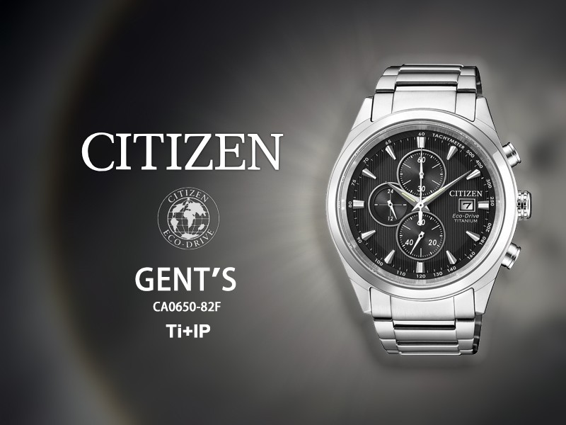 Citizen CA0650-82F นาฬิกาผู้ชาย Eco-Drive Super Titanium Chronograph Sapphire Men's Watch